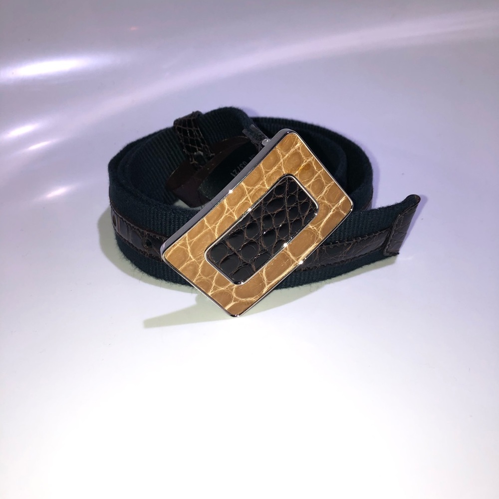 Prada Navy Alligator Skin Belt